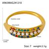 Anillo de Dedo Ajustable Compacto de Cuentas Omega con Circonita Colorida de Apertura Lateral Anillo de Cola Anillo de Acero Inoxidable