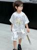 Nuevo Traje de Estilo Chino para Niños Verano Bebé Niño Traje Tang Hanfu Manga Corta Pantalón Nueve Puntos Estilo Antiguo Nuevo Estilo Chino Conjunto de Dos Piezas