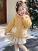 Gorro Mágico Peludo Estilo Coreano para Chicas Celebridad de Internet Abrigo Nuevo 2026 Estilo Invierno Comercio Exterior Elegante Abrigo para el Campus Ropa para Niños Tendencia