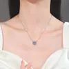 Collar Transfronterizo Modelo Nuevo de Plata S925 con Colgante Redondo Geométrico de Diamante Sintético, Cadena de Moissanita de Moda de Lujo de Alta Gama
