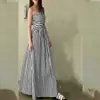 2026 Moda Transfronteriza Europea y Americana para Mujer Estilo Commute Estilo Vacaciones Ajuste a la Cintura Sexy Vestido Largo de Lunares con Tirantes Finos