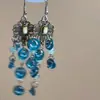 ¡Pendientes de Borlas Azules Super Hermosos! Pendientes Simia Étnicos Retro, Pendientes Elegantes, Ganchos para Oreja con Borlas de Alta Gama