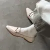 Mocasines de cuero lavado estilo británico con lazo 2026 otoño de tacón bajo casual de cuero genuino zapatos de vestir de corte bajo