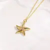 Serie Marina de Nicho Transfronteriza Collar Colgante de Concha Estrella de Mar Caracola Joyería de Cobre Versátil para Mujer Accesorios Colgante