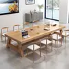 Escritorio de Oficina de Madera Maciza Mesa Grande para Entrenamiento Multiusuario Mesa de Conferencias para 6-10 Personas Conjunto de Escritorio y Silla de Oficina Retro para Personal de la Empresa