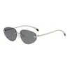 Gafas de sol plateadas sin montura estilo retro europeo y americano tipo ojo de gato para mujer, protección solar de alta gama, para fotos, Y2K, gafas de sol para chicas populares