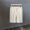 Traje de Verano Shorts para Hombre Delgados Caqui Casual Pantalones de Cinco Puntos Británico de Negocios Ajustados Pantalones de Vestir Shorts de Longitud Media