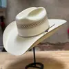 Venda Quente Transfronteiriça Amazon Eaby Versão Rígida Chapéu Tricotado à Mão Chapéu de Cavaleiro Chapéu de Cowboy Cinco Pontas Trançado Fino Aba Cacheada Grama