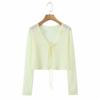 9777-25 Primavera Nuevo Estilo Retro Francés Flor Hielo Seda Corto Protector Solar Cárdigan Suéter de Aire Acondicionado para Mujer Suéter de Punto