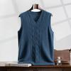 Suéter de cachemira pura 100% para hombre, jersey de cuello en V, informal, cálido, de punto, de cachemira, para principios de otoño