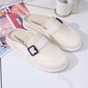 Nuevas pantuflas de otoño para niña, moda casual plana para exterior, slip-on, sandalias de punta cerrada para mujer, zapatos de mujer con botón
