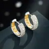 Pendientes de Lujo de Dos Tonos Dorados con Microincrustaciones, Brazaletes de Oreja de Aleación de Cobre de Lujo Ligero con Galvanizado de Oro Real, Pendientes Populares