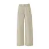 Jeans para Mujer Holgados de Pierna Ancha Plisados Retro Puro Algodón Largo Hasta el Suelo Color Té con Leche Pantalones Largos Color Té con Leche Extendido Yi Chun