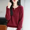 Suéter de Punto Holgado con Cuello en V Estilo Coreano para Mujer, Otoño/Invierno, Color Sólido, Casual, Versátil, Prenda Exterior de Punto para Mujer