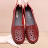 Lenço de Cabeça de Verão com Estampa de Grou Branco Sapatos de Couro para Mãe Couro Muito Macio Solado Macio Confortável Fundo Plano Sapatos Vazados para Pessoas de Meia-Idade e Idosos Meio