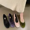 Sapatilha de Ballet Retro Veludo Strass Estilo Francês para Mulheres 2026 Novo Modelo Boca Rasa com Laço de Saia Sapatilha de Ballet