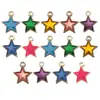 Paquete Mixto Transfronterizo de 14 Piezas de Colgantes de Estrella de Cinco Puntas con Goteo de Aceite de 7 Colores Materiales para Accesorios de Joyería de Pulsera Creativa DIY Llavero