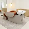 Cama de champú para peluquería, lavabo de cerámica, simple, semi-reclinable, para peluquería, con cama de enjuague ligero