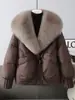 Jaqueta acolchoada de algodão casual de alta qualidade para mulheres, novo estilo inverno 2026, moderna e quente, com um design de gola grande de pele, exalando elegância