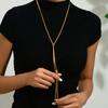Moda Europeia e Americana Transfronteiriça Longa Borla Nicho Luz Luxo Titânio Colar de Aço Elegante Feminino Jóias de Corrente de Osso de Cobra Tecida