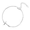 Pulseira Fina Simples Cruz Prata 925 Estilo Coreano Ajustável Minimalista Linda Pulseira Joias de Prata Femininas
