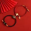 Pulsera de Cuerda Roja Tejida a Mano del Año del Zodiaco con Cuentas Usables Accesorios de Joyería DIY Semi-Terminados Pulsera de Joyería para la Mano Pulsera de Pareja