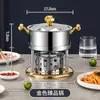 Mini Olla Caliente Individual de Acero Inoxidable 304 de Gama Alta Comercial con Estufa Ecológica de Alcohol y Aceite para Uso Doméstico, Una Olla por Persona para Autoservicio