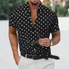 Comércio Exterior Amazon Transfronteiriço Nova Camisa Masculina de Manga Curta com Bolinhas Moda Casual Versátil Tops Masculinos