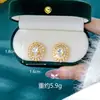 Brincos Populares de Argola Oval com Renda e Diamantes Cruzados Colar Vietnamita da Moda em Ouro de Areia Joias de Ouro Imitado Duráveis e Que Não Desbotam