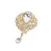 Explosiones Europeas y Americanas Transfronterizas Retro Alta Calidad Incrustada de Diamantes Rojo Blanco Morado Verde Cristal Broche Corsage Joyería para Mujer