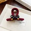 Pinza para el pelo Ancla Roja Coreana con Lazo y Textura Elegante, Pasador Cubierto de Tela para Peinados Recogidos, Pinza de Tiburón Accesorio para el Cabello para Mujeres