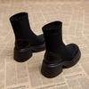 Botas Cortas de Gamuza para Mujer 2024 Otoño e Invierno Nuevo Estilo Botas Casual Versátiles Elásticas Ajustadas Botas con Aumento de Altura de 7 cm