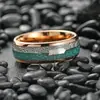 Enfoque de Moda: Anillos Únicos que Entrelazan Acero Inoxidable y Elementos Coloridos, Oro Rosa Verde + Plata Seda Punta de Flecha