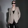 Blazer de lana minimalista de cuello en V de un solo botón corto para mujer 2026 Otoño Nueva Llegada Traje sin cuello de alta gama