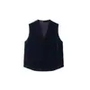 Em Estoque Camada Base para Roupa Externa Colete Verde Mostarda Gola V Design Cintura Franzida Emagrecedor Estilo Francês Top Sem Mangas