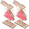 2 Platos Decorativos de Conejo de Madera para Fiestas