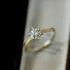 Venta Caliente Transfronteriza Anillo de Copo de Nieve con Diamante de Seis Garras Apertura Ajustable Lujo Ligero Alta Calidad Elegante Anillo de Compromiso con Diamante Joyería