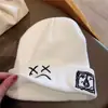 Gorro bordado de cachorro estilo coreano, versátil y cálido tanto para hombres como para mujeres, gorro de lana tejido de moda para otoño e invierno