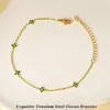 Joyas de Acero Chain Art Acero de Titanio Circonita Microincrustada Pulsera de Trébol de Cuatro Hojas con un Temperamento Dulce y Elegante, Joyería de Diseño de Gama Alta de Nicho