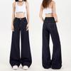 Calças Jeans Wide Leg para Mulheres, Jeans de Corte Amplo, Jeans Finos de Cintura Baixa para o Verão, Jeans Levemente Flare para Mulheres