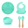 Baberos de Silicona, Baberos para Alimentar Bebés, Baberos Impermeables de Grado Alimenticio para Comer, Baberos Finos para Saliva, Juego de Vajilla Infantil Anti-Suciedad