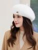 Sombrero de pintor de piel de conejo japonés nuevo otoño e invierno para mujer, cálido para exteriores, moda, que hace que el rostro parezca pequeño, boina de moda británica