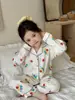 Pijama de niña estilo coreano, modelos de primavera y otoño, ropa infantil de manga larga para niñas, conjunto de ropa de casa de dibujos animados lindo y elegante para niños