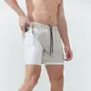 Pantalones cortos deportivos para hombre de comercio exterior transfronterizo para correr, maratón y atletismo, secado rápido, con forro, shorts de gimnasio anti-exposición