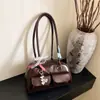 Bolsa de Ombro de Nicho Transfronteiriça para Mulheres 2025 Nova Grande Capacidade Retro Simples para o Dia a Dia Moda Bowling Bolsa de Ombro