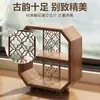Nuevo Estante de Exhibición Pequeño de Madera Maciza Estilo Chino para Escritorio para Juegos de Té, Tazas, Cosméticos y Almacenamiento