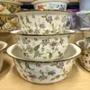 Bacia de Porcelana Esmaltada Espessa Exportada para a Rússia Bacia Funda para Preparo de Alimentos Bacia de Cozinha Esmaltada Bacia para Lavar Carne Esmaltada Tamanho Grande