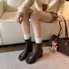 20226 Botas de Outono/Inverno com Dedos Separados, Botas Femininas Plus Size, Botas de Moda Europeia e Americana com Salto Médio Grosso, Botas Femininas Estilo Martin com Zíper Lateral