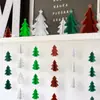 Guirnalda Creativa de 10 Árboles de Navidad de Papel 3D Cadena de Adornos Navideños Decoraciones Colgantes para Fiestas Suministros para Decoración de Pared y Techo