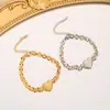 Van Siya Pulsera de Correa de Amor Estilo Coreano Acero Titanio Moda para Mujer Combinación Total Cadena Gruesa Lujo Ligero Tendencia Diseño de Nicho con Sentido